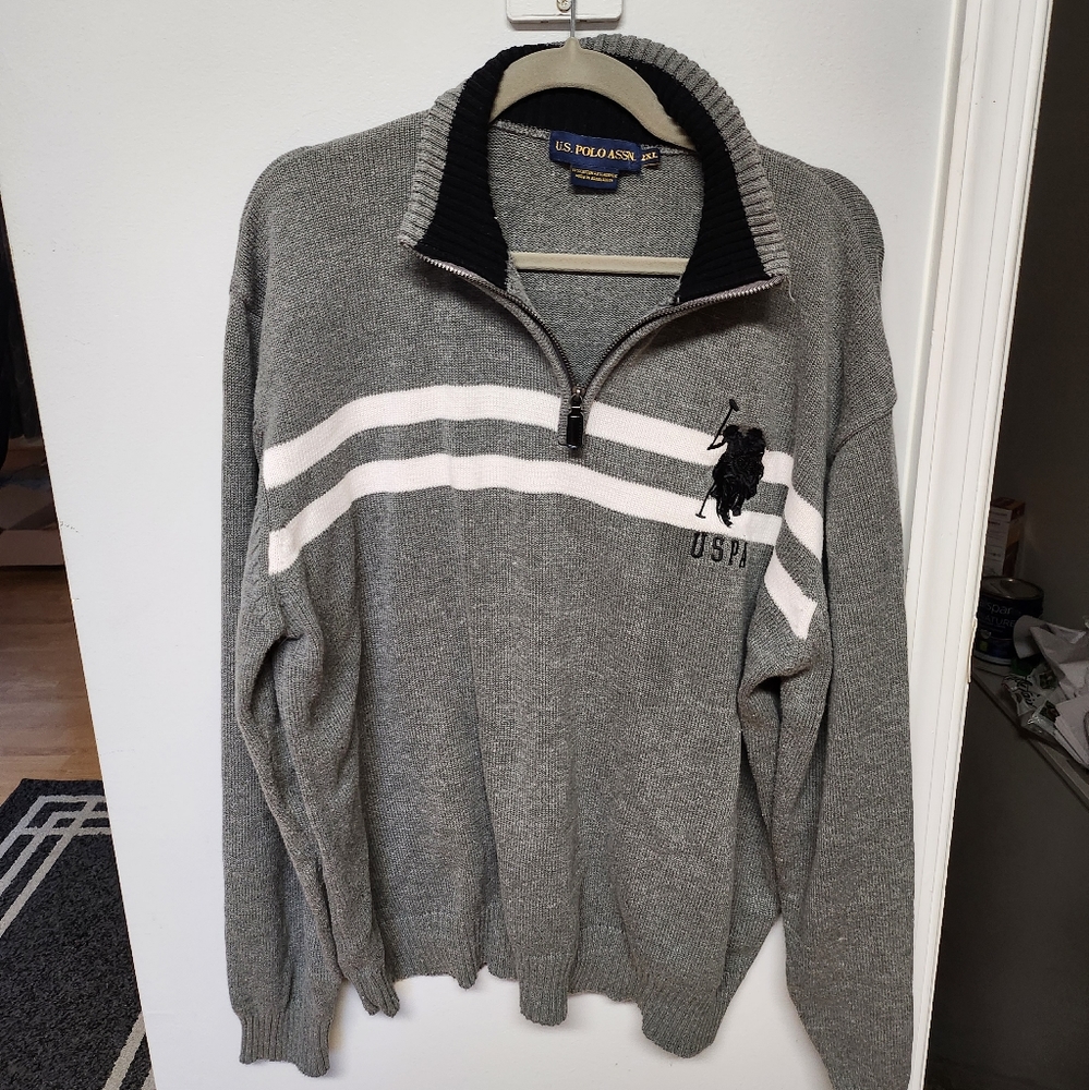U.S. Polo Assocation quarter zip sweater with logo, size 2XL